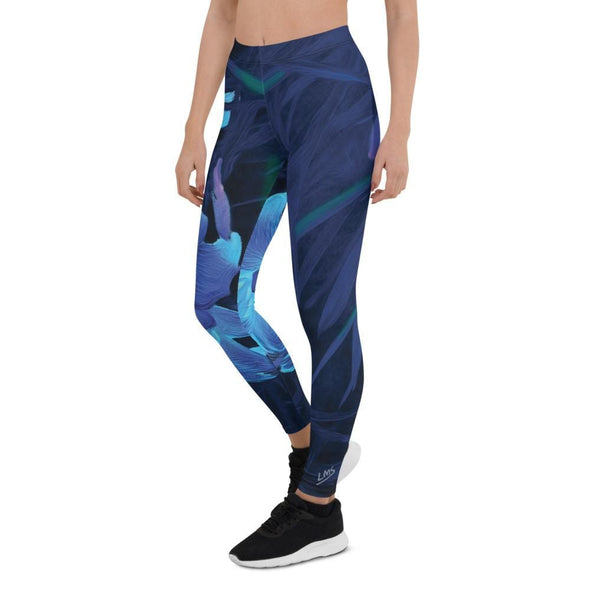 Leggings, Full Length, Mid Rise - Night-Glo Lilies by Lidka Schuch (LMS)
