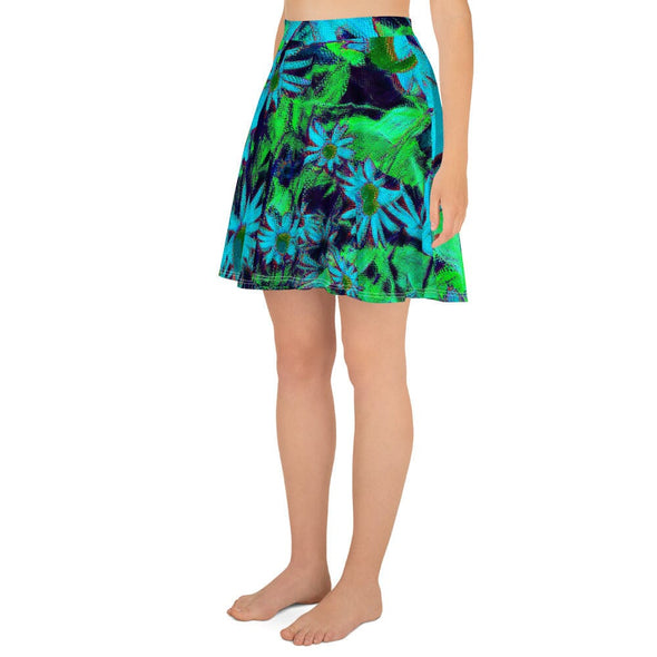 Skater Skirt - Blue Green Susans by Lidka Schuch