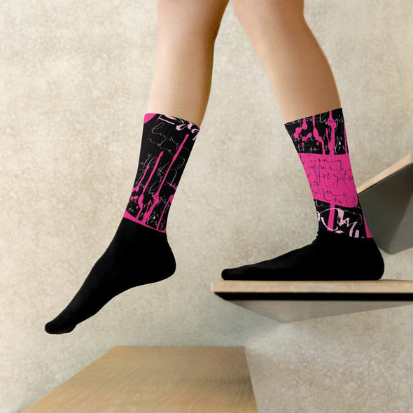 Socks, Unisex - Yesterday in Hot Pink by Barbara Galinska (BaGa)