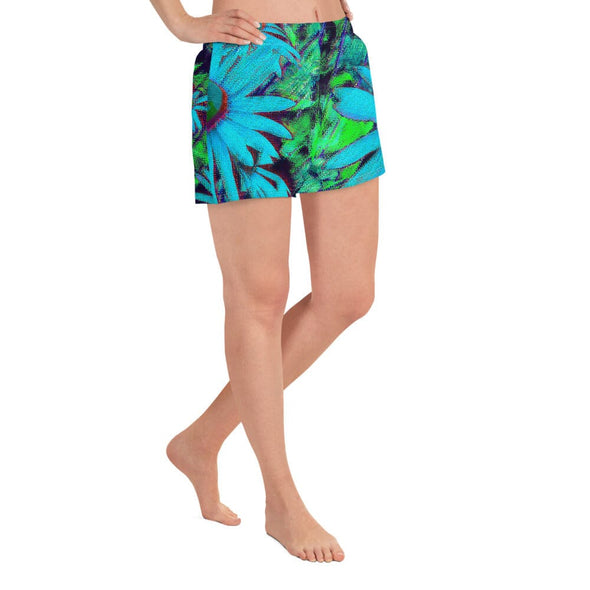 Shorts, Relaxed Fit - Blue Green Susans by Lidka Schuch
