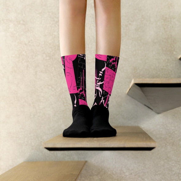 Socks, Unisex - Yesterday in Hot Pink by Barbara Galinska (BaGa)