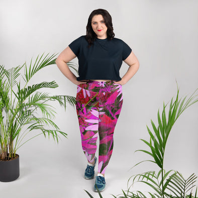 Leggings, Plus Size, Full Length, High Rise - Very Pink Susans by Lidka Schuch