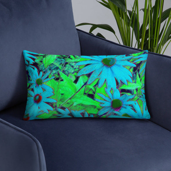 Basic Pillow - Blue Green Susans by Lidka Schuch