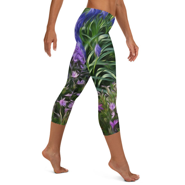 Leggings, Capri Length, Mid Rise - Friends of Grape Hyacinth by Lidka Schuch