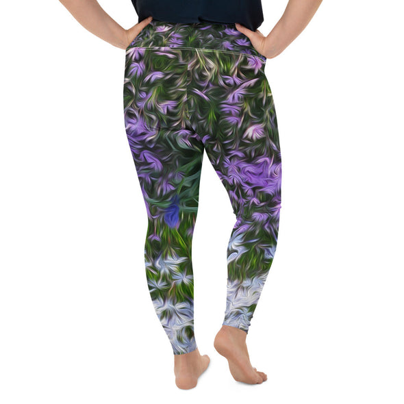 Leggings, Plus Size, Full Length, High Rise - Friends of Grape Hyacinth by Lidka Schuch