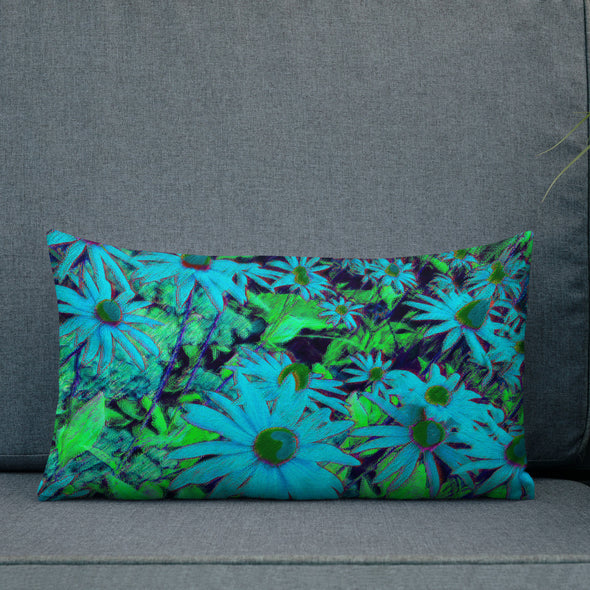 Premium Pillow - Blue Green Susans by Lidka Schuch