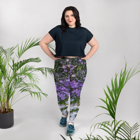 Leggings, Plus Size, Full Length, High Rise - Friends of Grape Hyacinth by Lidka Schuch