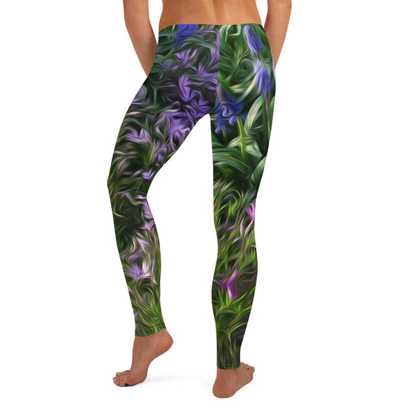 Leggings, Full Length, Mid Rise - Friends of Grape Hyacinth by Lidka Schuch
