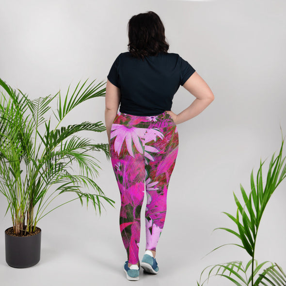 Leggings, Plus Size, Full Length, High Rise - Very Pink Susans by Lidka Schuch