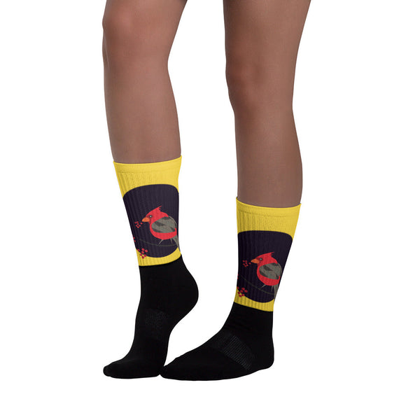 Socks, Unisex - Cardinal Song in Yellow by Lidka Schuch