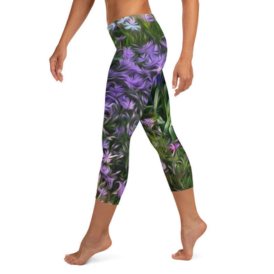 Leggings, Capri Length, Mid Rise - Friends of Grape Hyacinth by Lidka Schuch