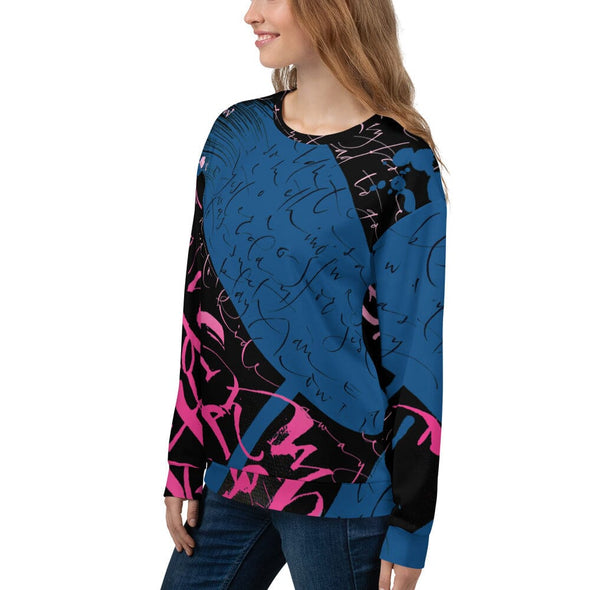 Sweatshirt, Unisex - Yesterday in Parisian Blue and Hot Pink by Barbara Galinska (BaGa)