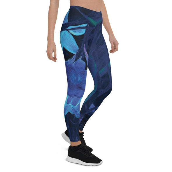 Leggings, Full Length, Mid Rise - Night-Glo Lilies by Lidka Schuch (LMS)