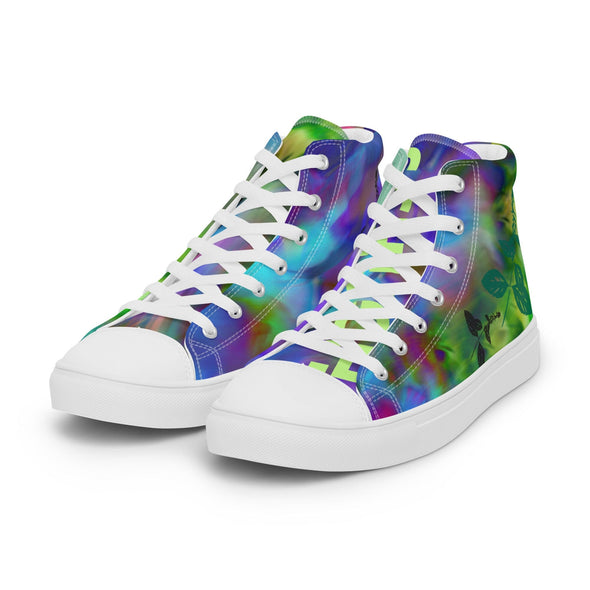 Women’s High Top Canvas Shoes - Iris and Mint by Lidka Schuch