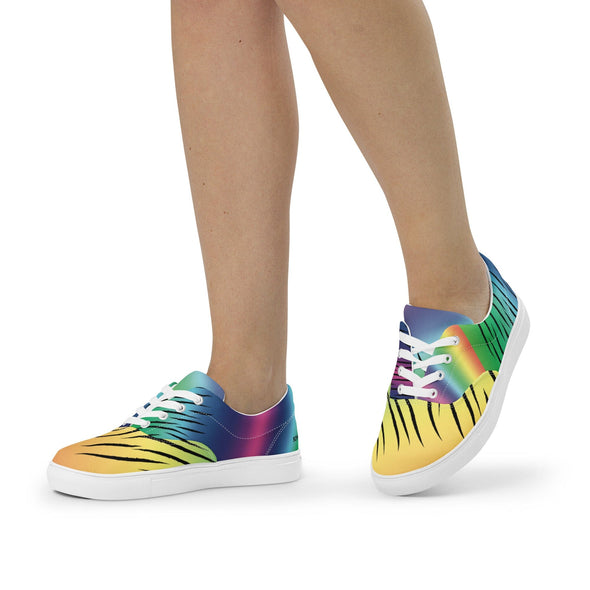 Women’s Lace-Up Canvas Shoes - Rainbow Tiger by Lidka Schuch